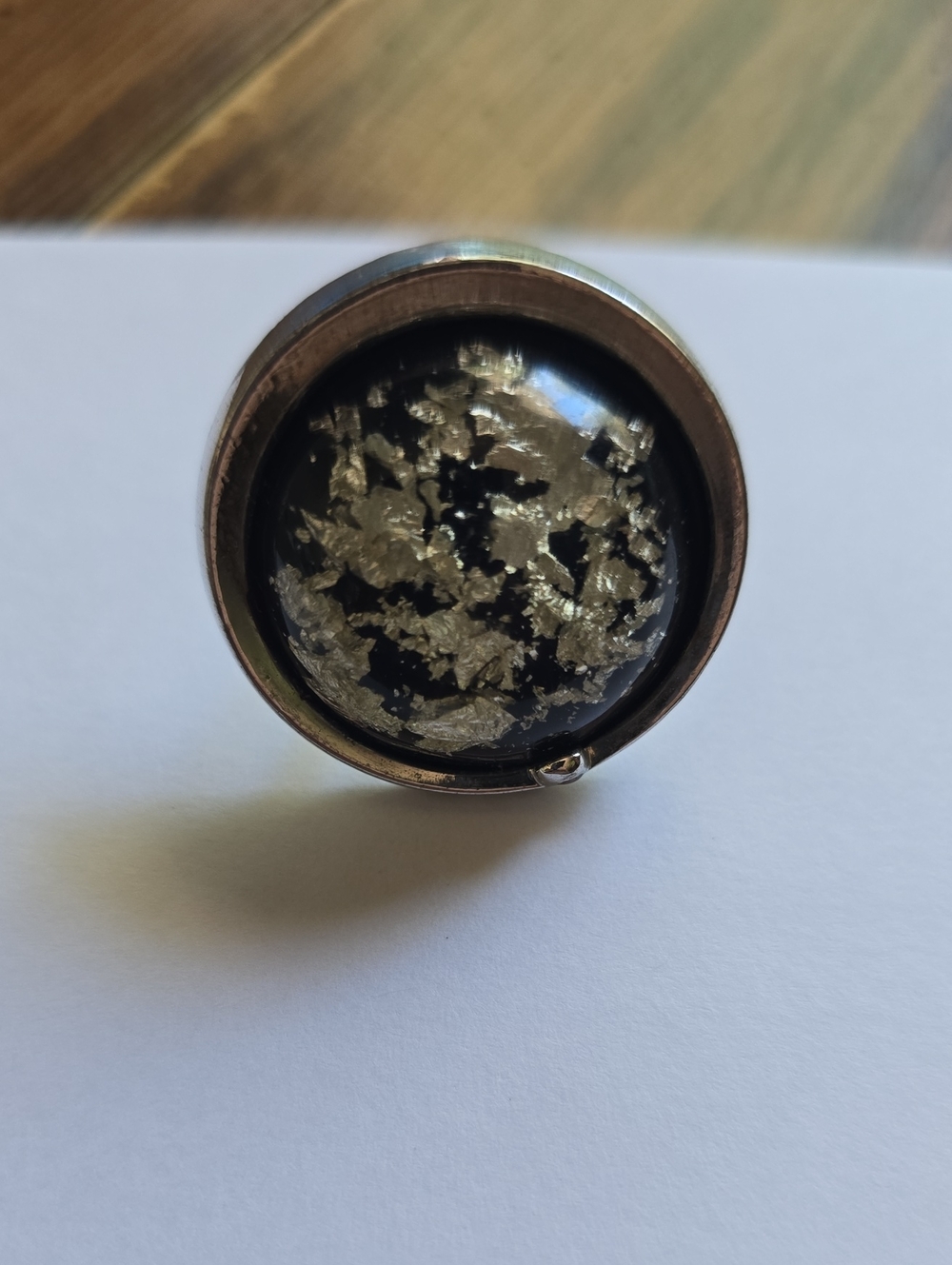 Vintage Hickok Men's Black and Silver Resin Foil Round Lapel Pin- Replacement
